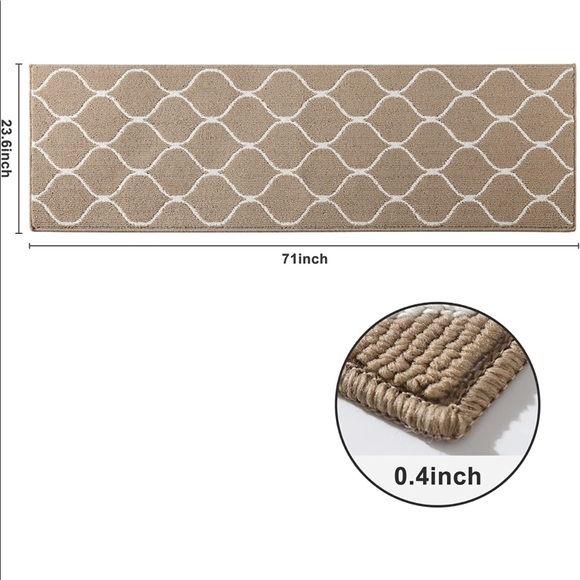 COSY HOMEER 23.6x71 Inch Kitchen Rug Mats Made of 100% Polypropylene Beige. - Picture 6 of 7